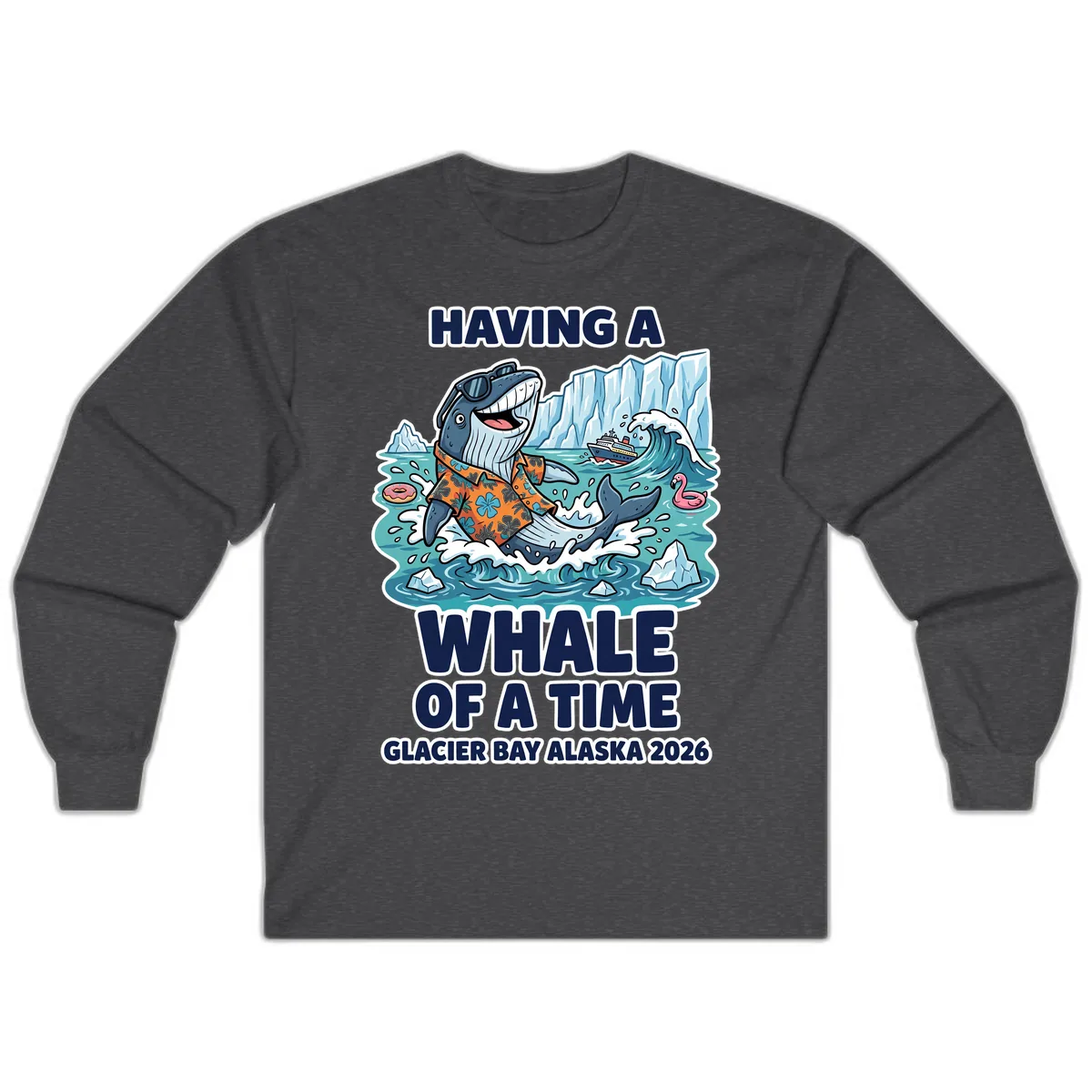 Having A Whale Of A Time Glacier Bay Long Sleeve in Dark Heather