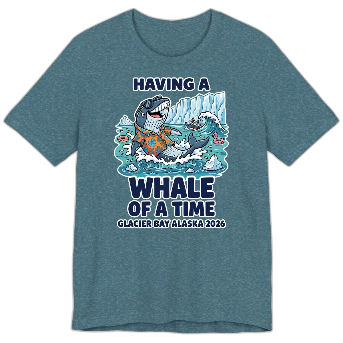Having A Whale Of A Time Glacier Bay Premium T-Shirt in Heather Deep Teal