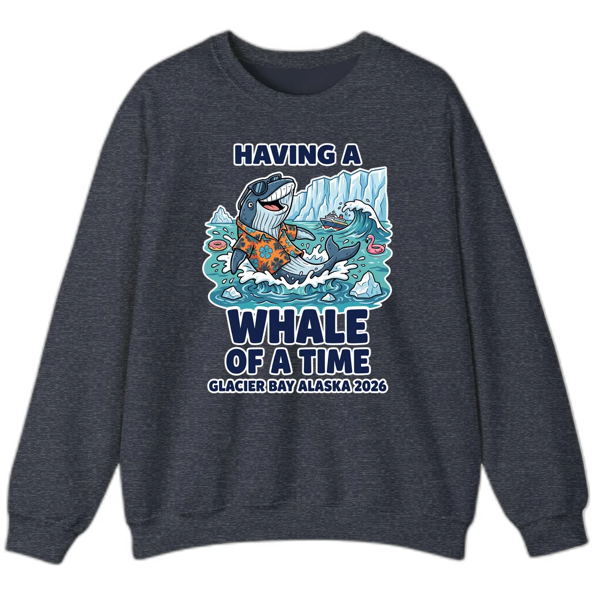 Having A Whale Of A Time Glacier Bay Sweatshirt in Heather Sport Dark Navy