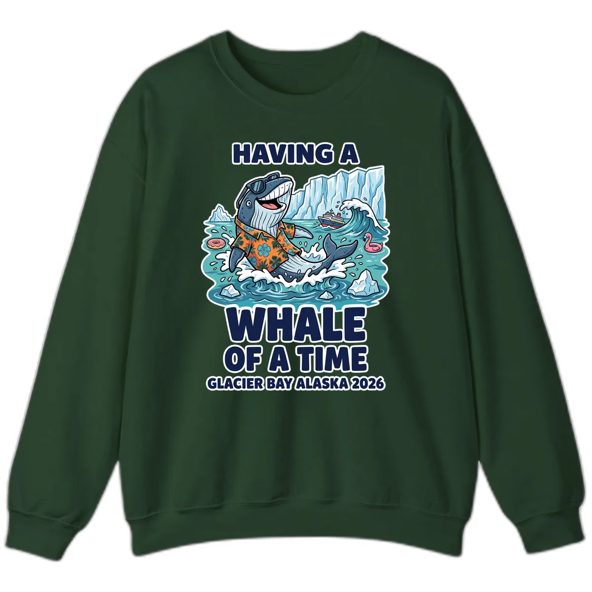 Having A Whale Of A Time Glacier Bay Sweatshirt in Forest Green