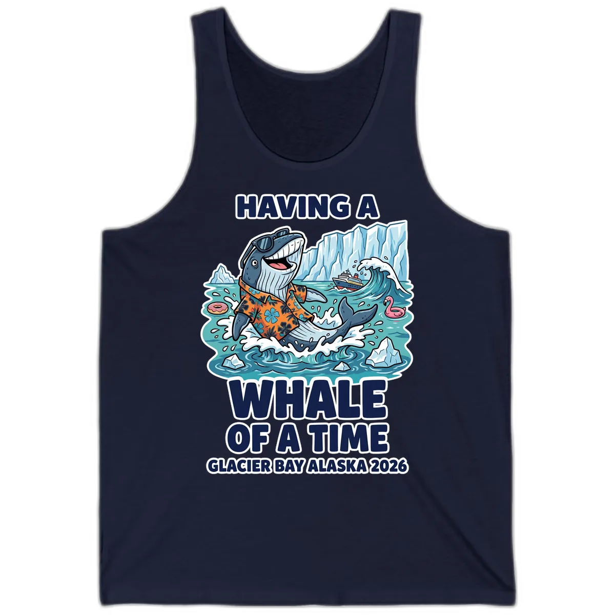 Having A Whale Of A Time Glacier Bay Tank in Navy