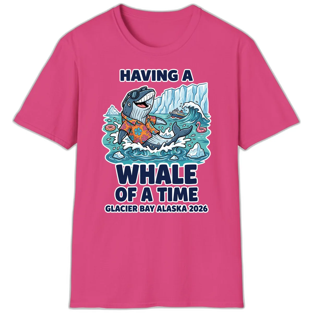 Having A Whale Of A Time Glacier Bay T-Shirt in Heliconia