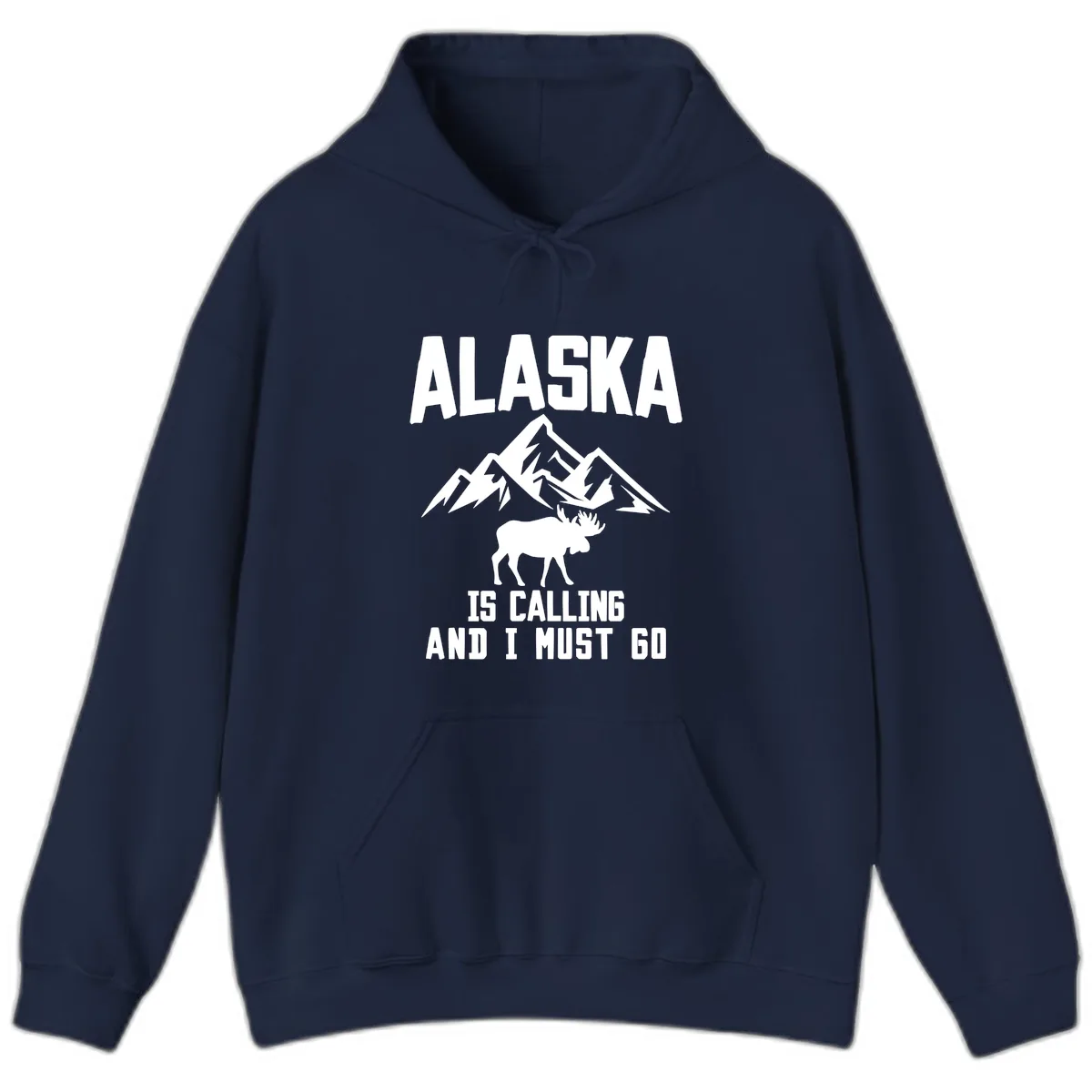 Alaska Is Calling Moose Mountains Hoodie in Navy