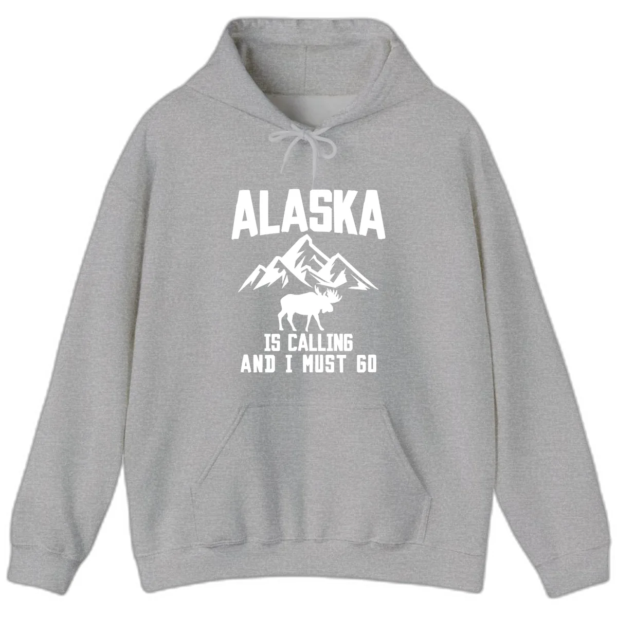Alaska Is Calling Moose Mountains Hoodie in Sport Grey