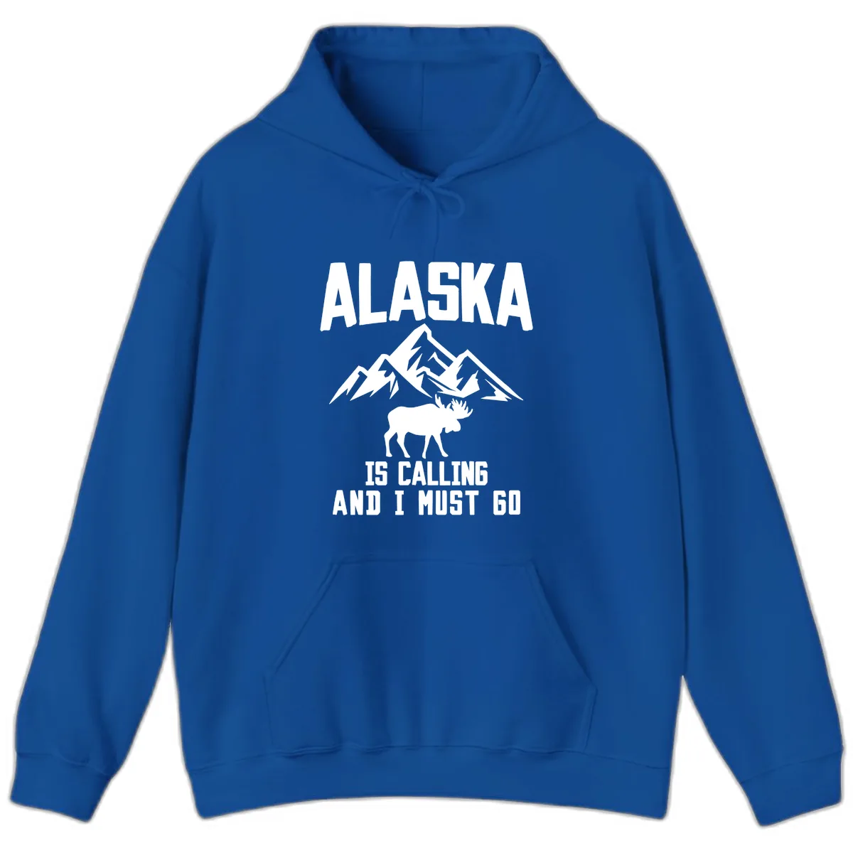 Alaska Is Calling Moose Mountains Hoodie in Royal