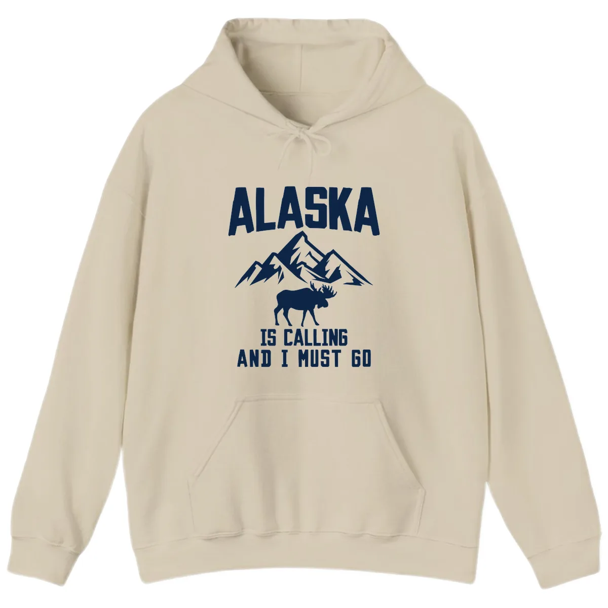 Alaska Is Calling Moose Mountains Hoodie in Sand