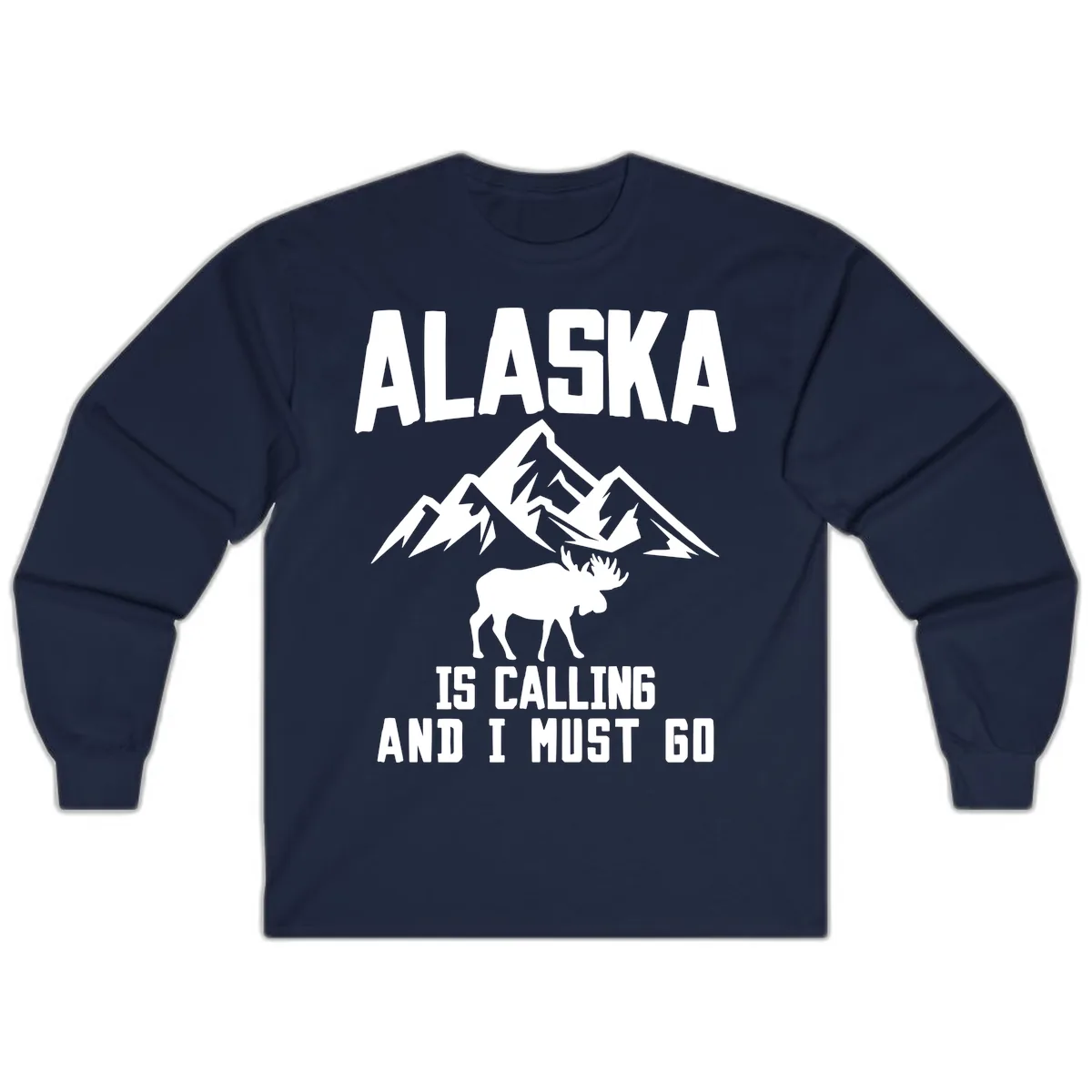Alaska Is Calling Moose Mountains Long Sleeve in Navy