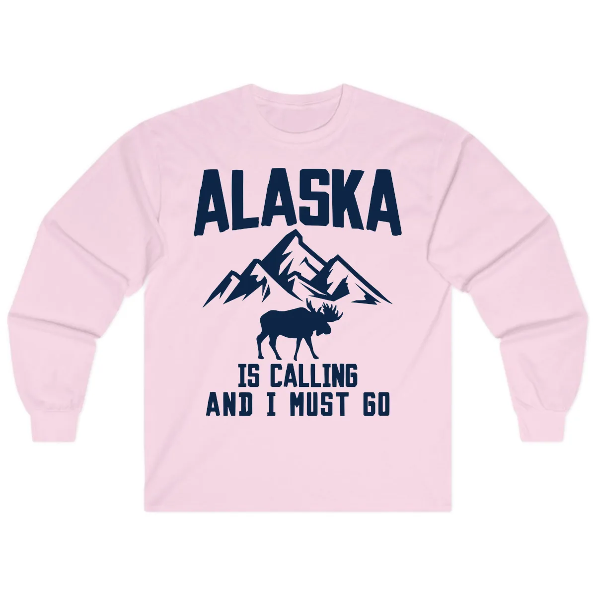 Alaska Is Calling Moose Mountains Long Sleeve in Light Pink