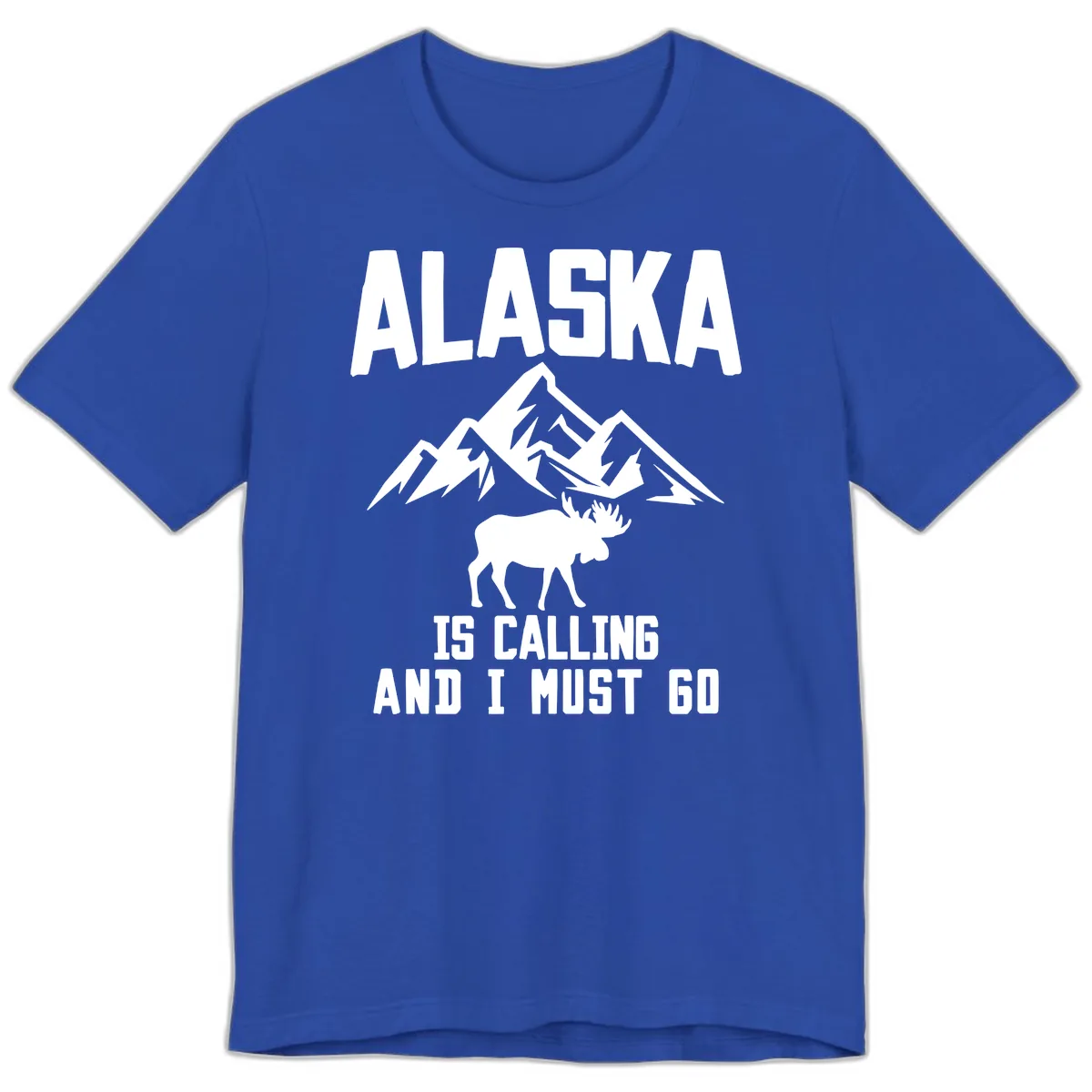 Alaska Is Calling Moose Mountains Premium T-Shirt in True Royal