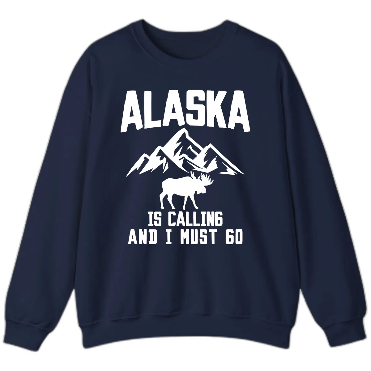 Alaska Is Calling Moose Mountains Sweatshirt in Navy