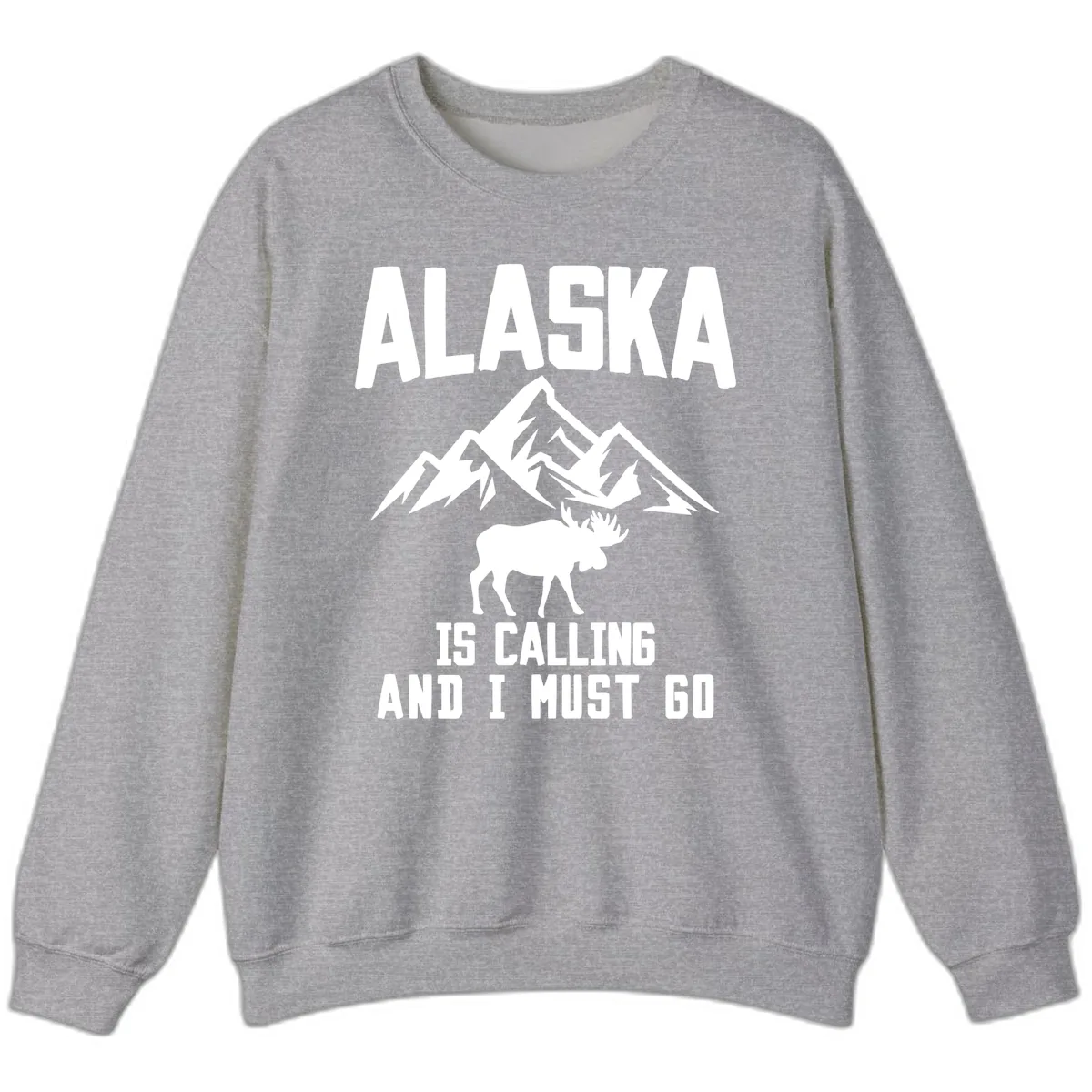 Alaska Is Calling Moose Mountains Sweatshirt in Sport Grey