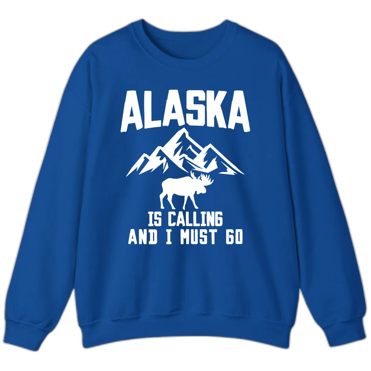 Alaska Is Calling Moose Mountains Sweatshirt in Royal