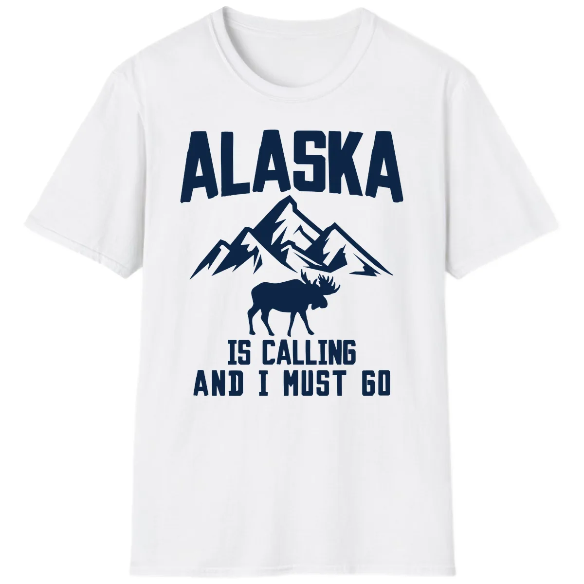 Alaska Is Calling Moose Mountains T-Shirt in White