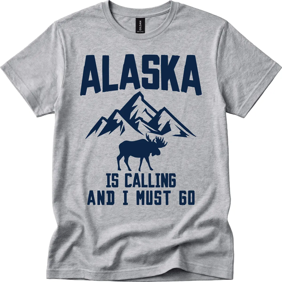 Alaska Is Calling Moose Mountains T-Shirt in Sport Grey