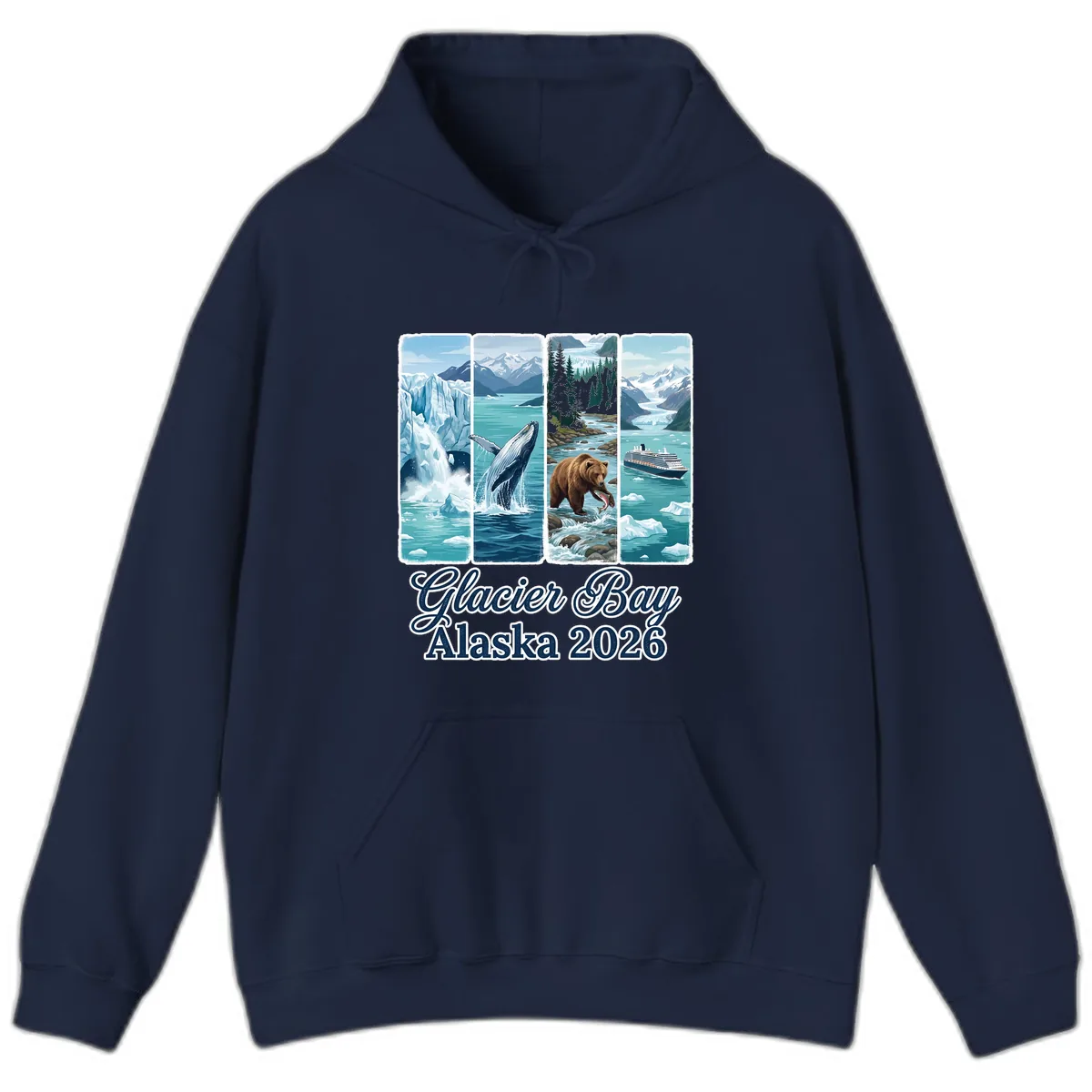 Glacier Bay Alaska 2026 Adventure Hoodie in Navy