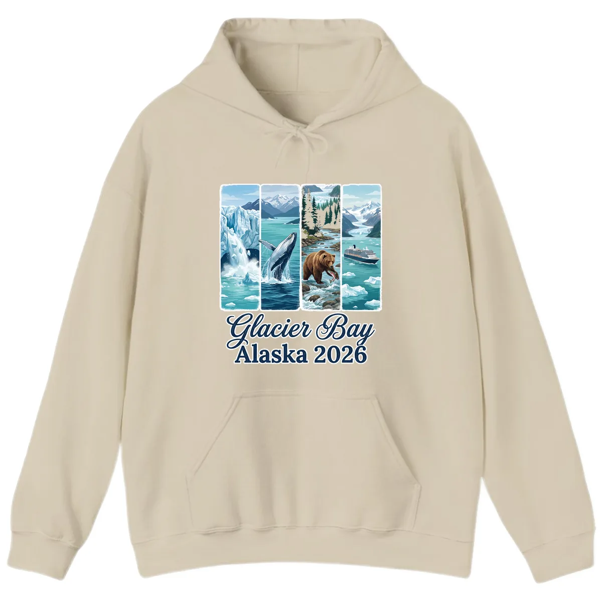 Glacier Bay Alaska 2026 Adventure Hoodie in Sand