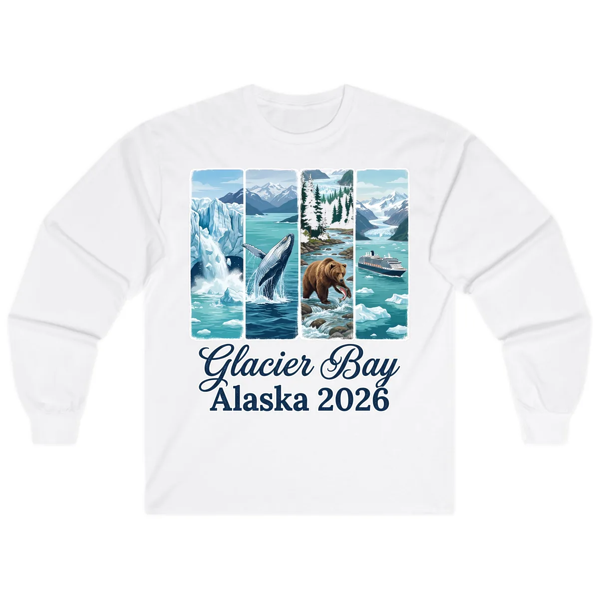 Glacier Bay Alaska 2026 Adventure Long Sleeve in White