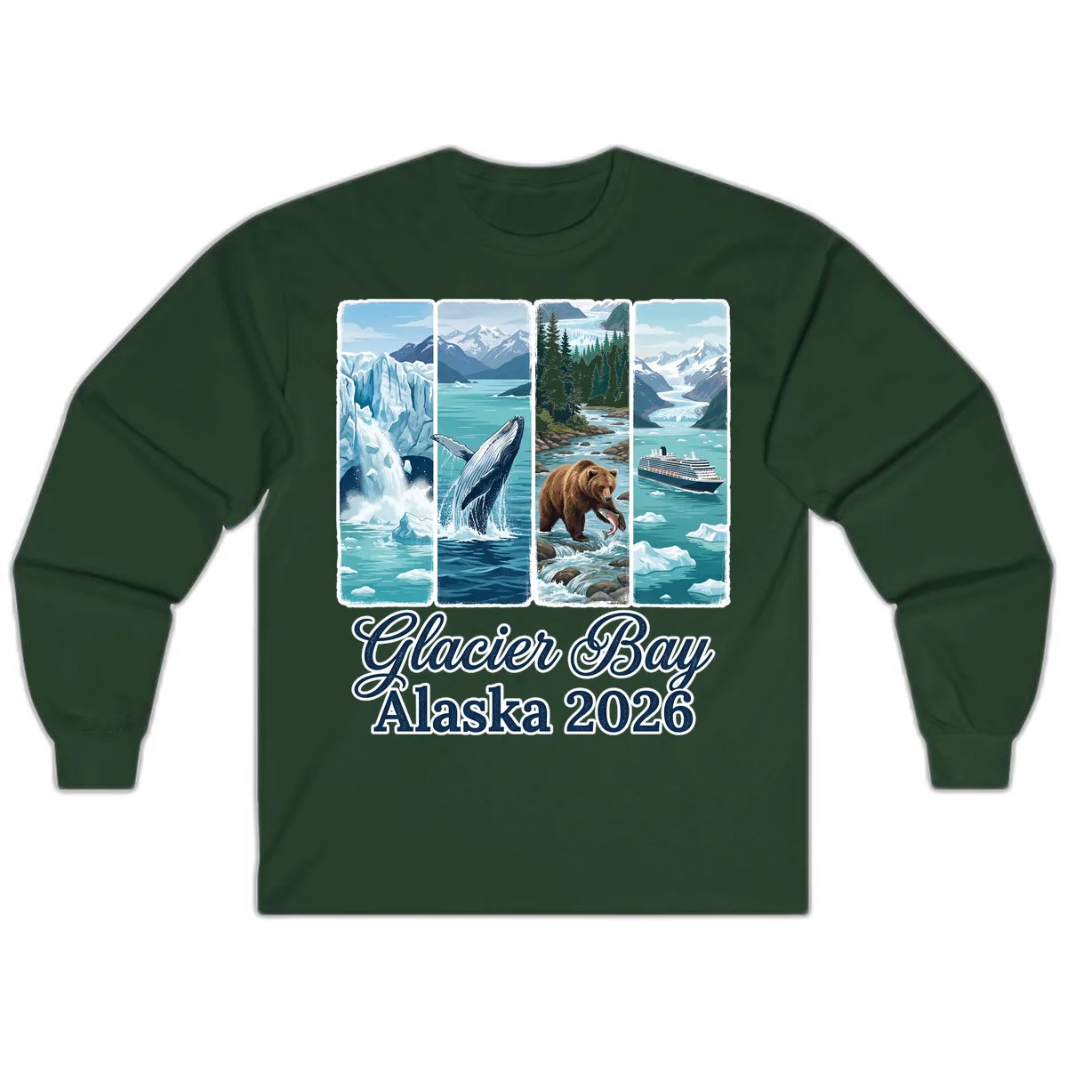 Glacier Bay Alaska 2026 Adventure Long Sleeve in Forest Green