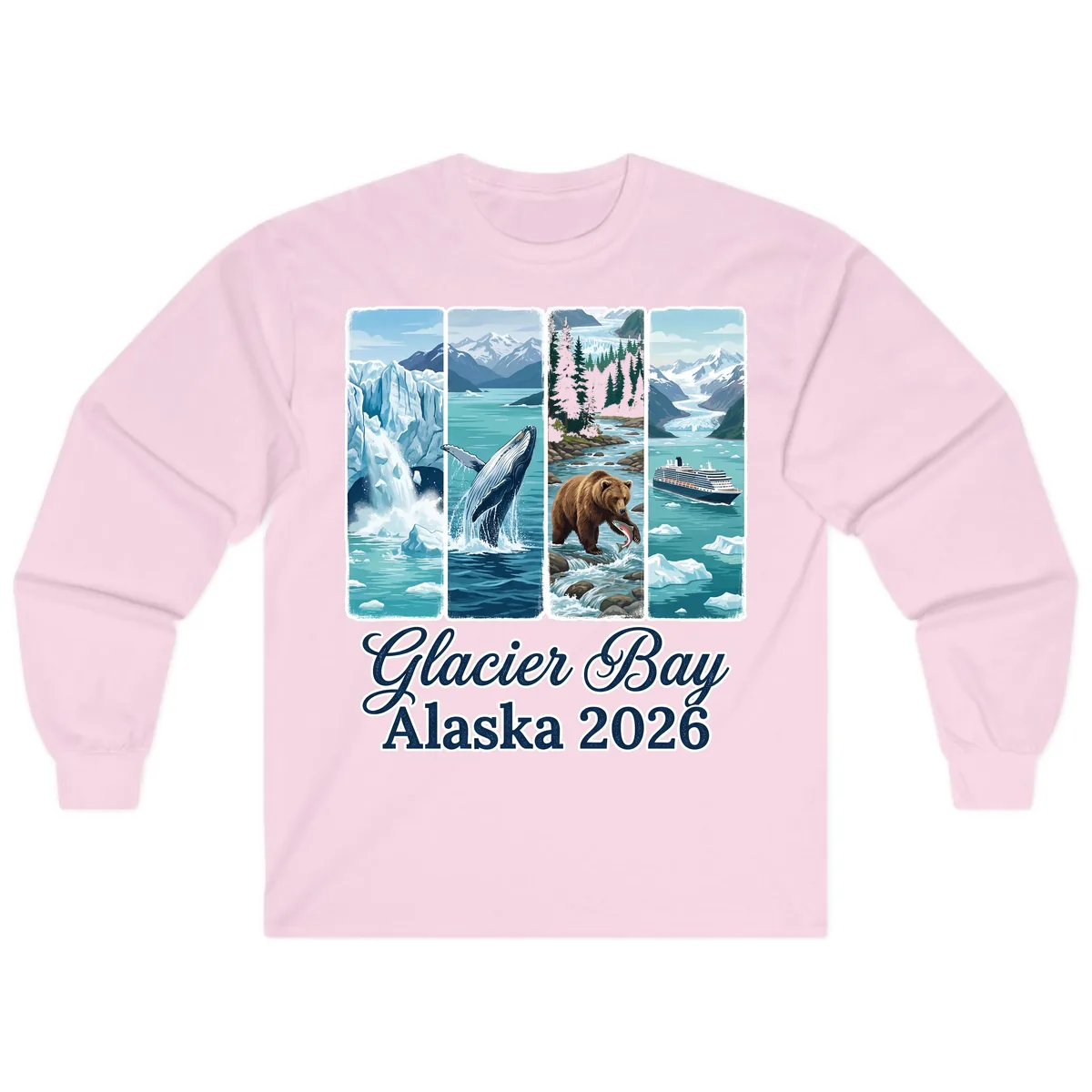 Glacier Bay Alaska 2026 Adventure Long Sleeve in Light Pink