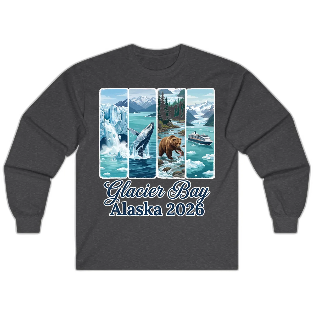 Glacier Bay Alaska 2026 Adventure Long Sleeve in Dark Heather