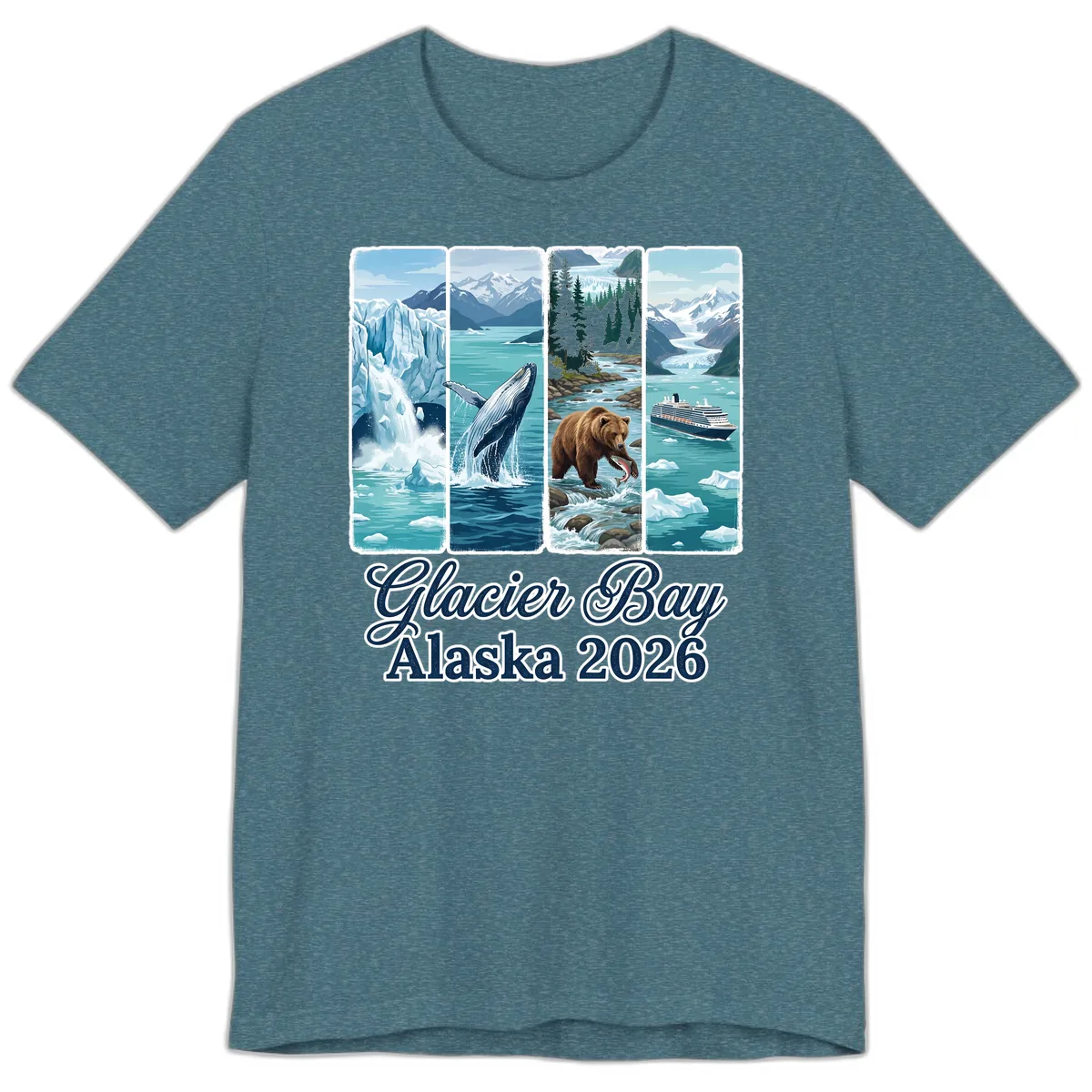 Glacier Bay Alaska 2026 Adventure Premium T-Shirt in Heather Deep Teal