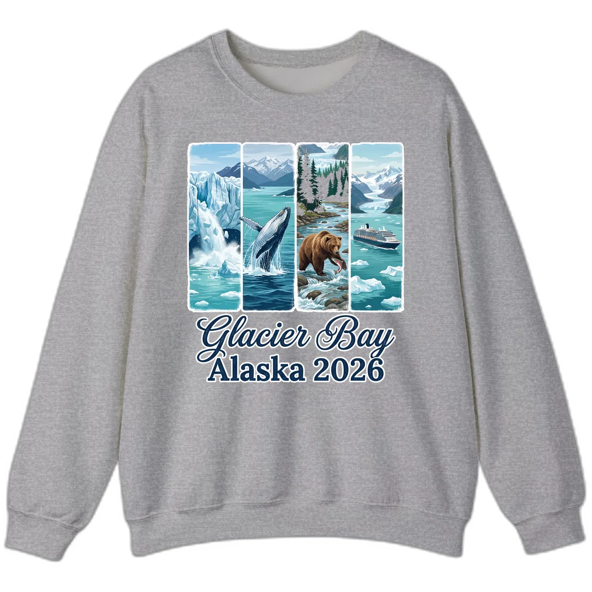 Glacier Bay Alaska 2026 Adventure Sweatshirt in Sport Grey