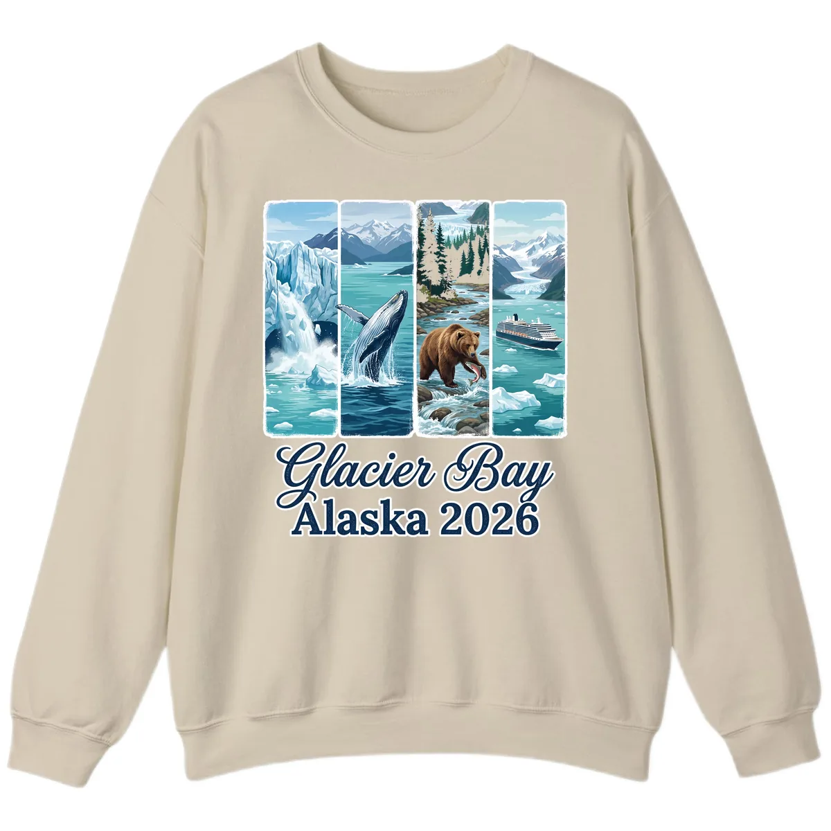 Glacier Bay Alaska 2026 Adventure Sweatshirt in Sand