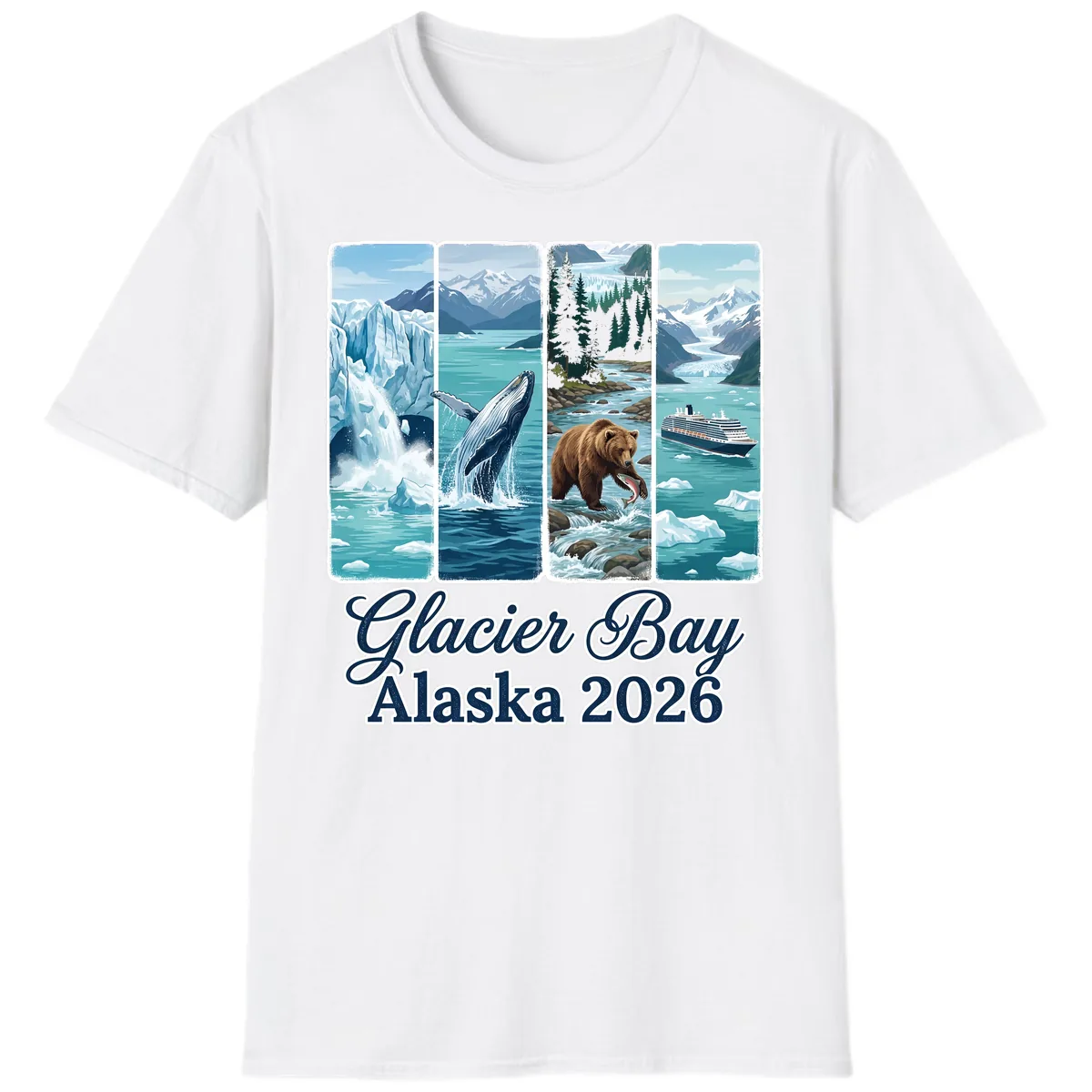 Glacier Bay Alaska 2026 Adventure T-Shirt in White