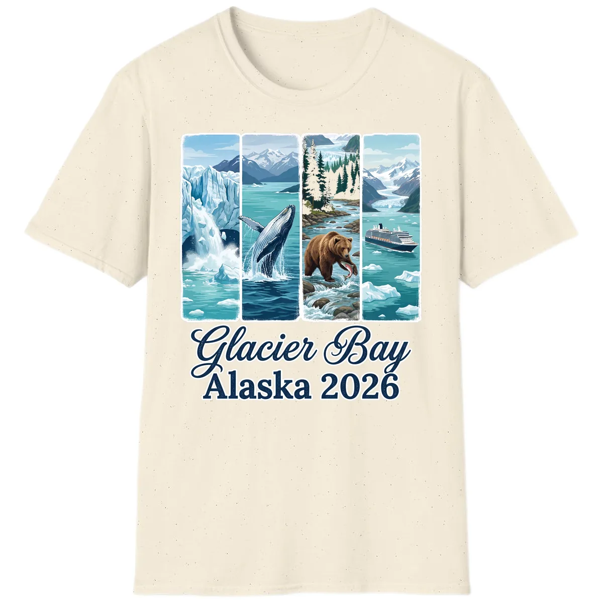 Glacier Bay Alaska 2026 Adventure T-Shirt in Natural