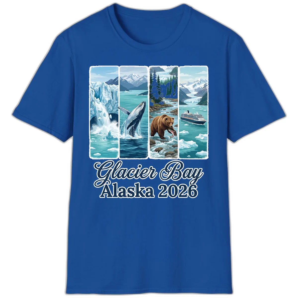 Glacier Bay Alaska 2026 Adventure T-Shirt in Royal