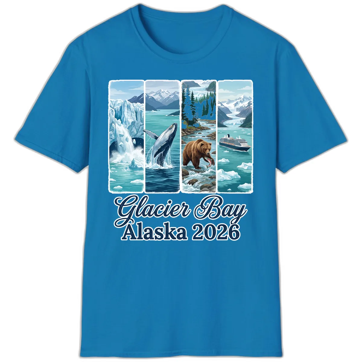Glacier Bay Alaska 2026 Adventure T-Shirt in Sapphire