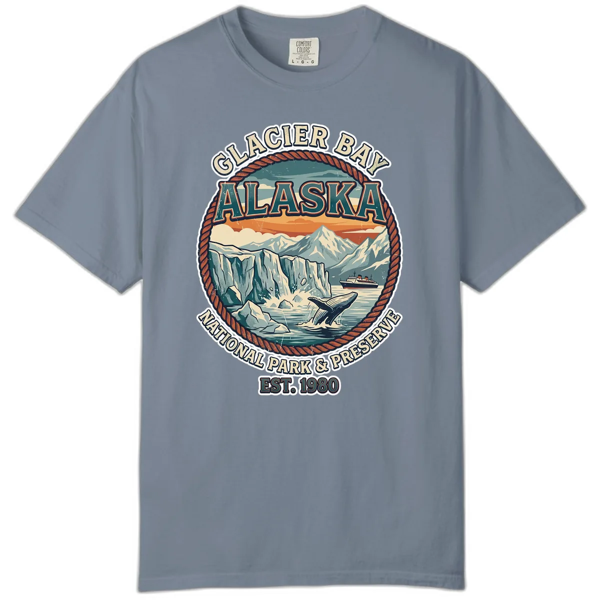Glacier Bay National Park & Preserve Comfort Color in Blue Jean