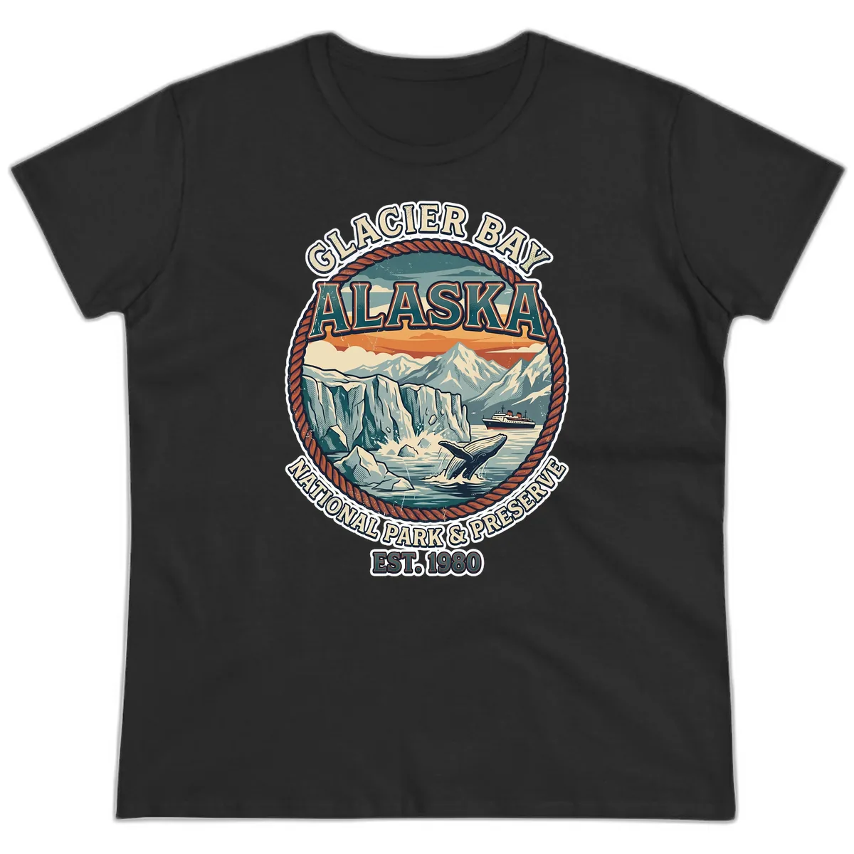 Glacier Bay National Park & Preserve Ladies Tee in Black