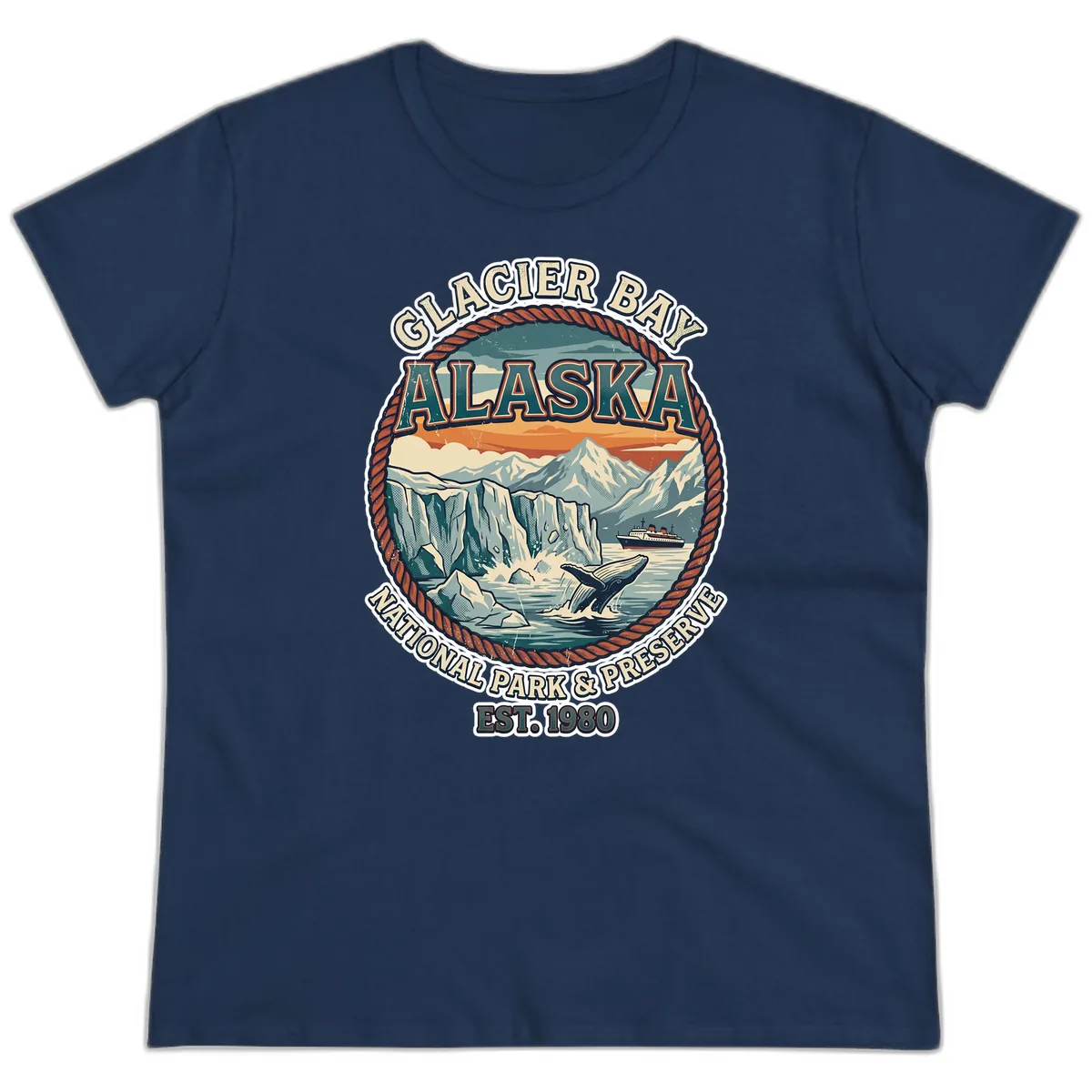 Glacier Bay National Park & Preserve Ladies Tee in Navy