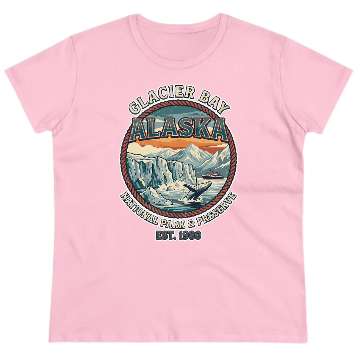 Glacier Bay National Park & Preserve Ladies Tee in Light Pink