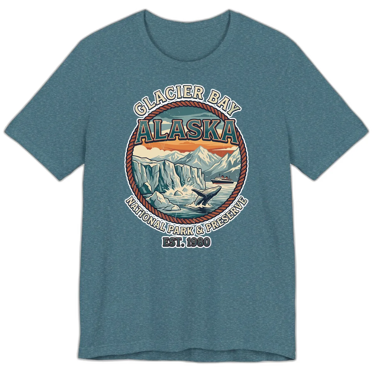 Glacier Bay National Park & Preserve Premium T-Shirt in Heather Deep Teal