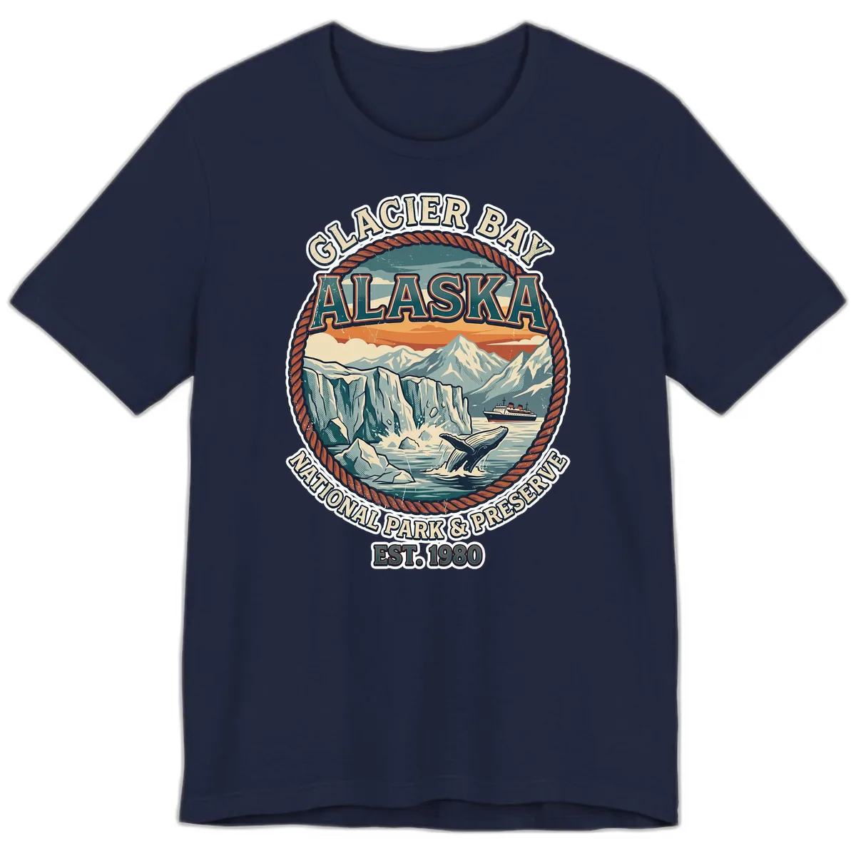 Glacier Bay National Park & Preserve Premium T-Shirt in Navy