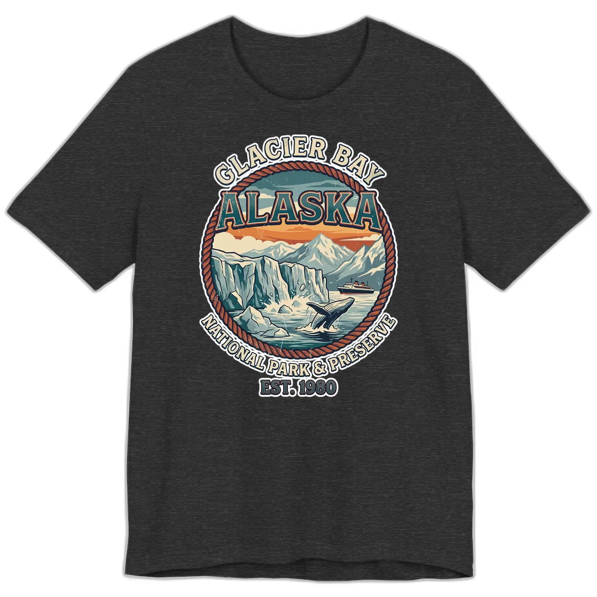 Glacier Bay National Park & Preserve Premium T-Shirt in Dark Grey Heather