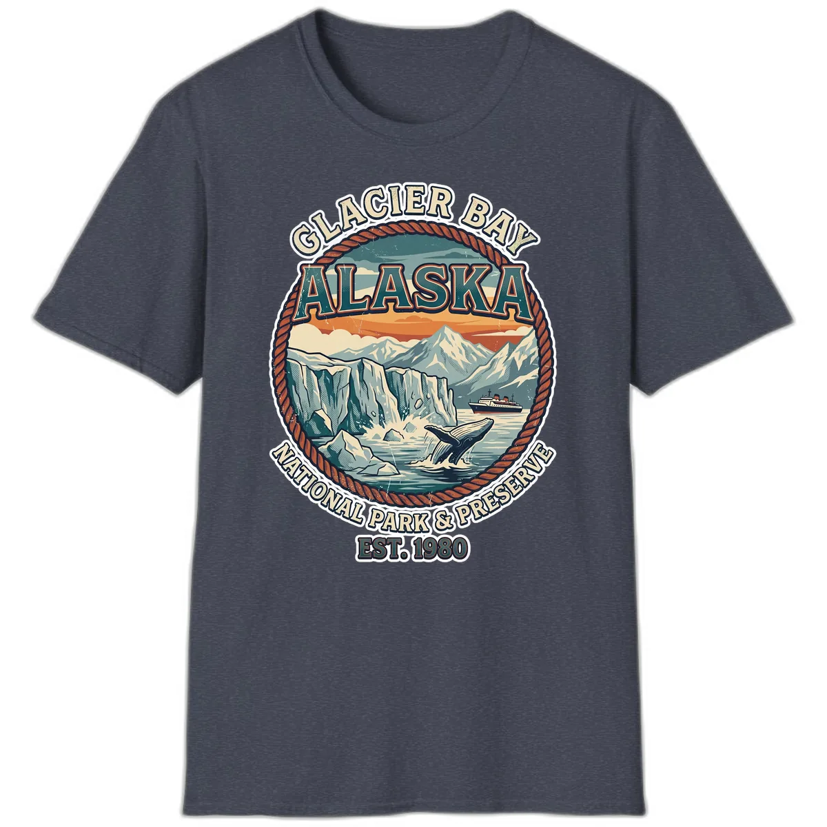 Glacier Bay National Park & Preserve T-Shirt in Heather Navy
