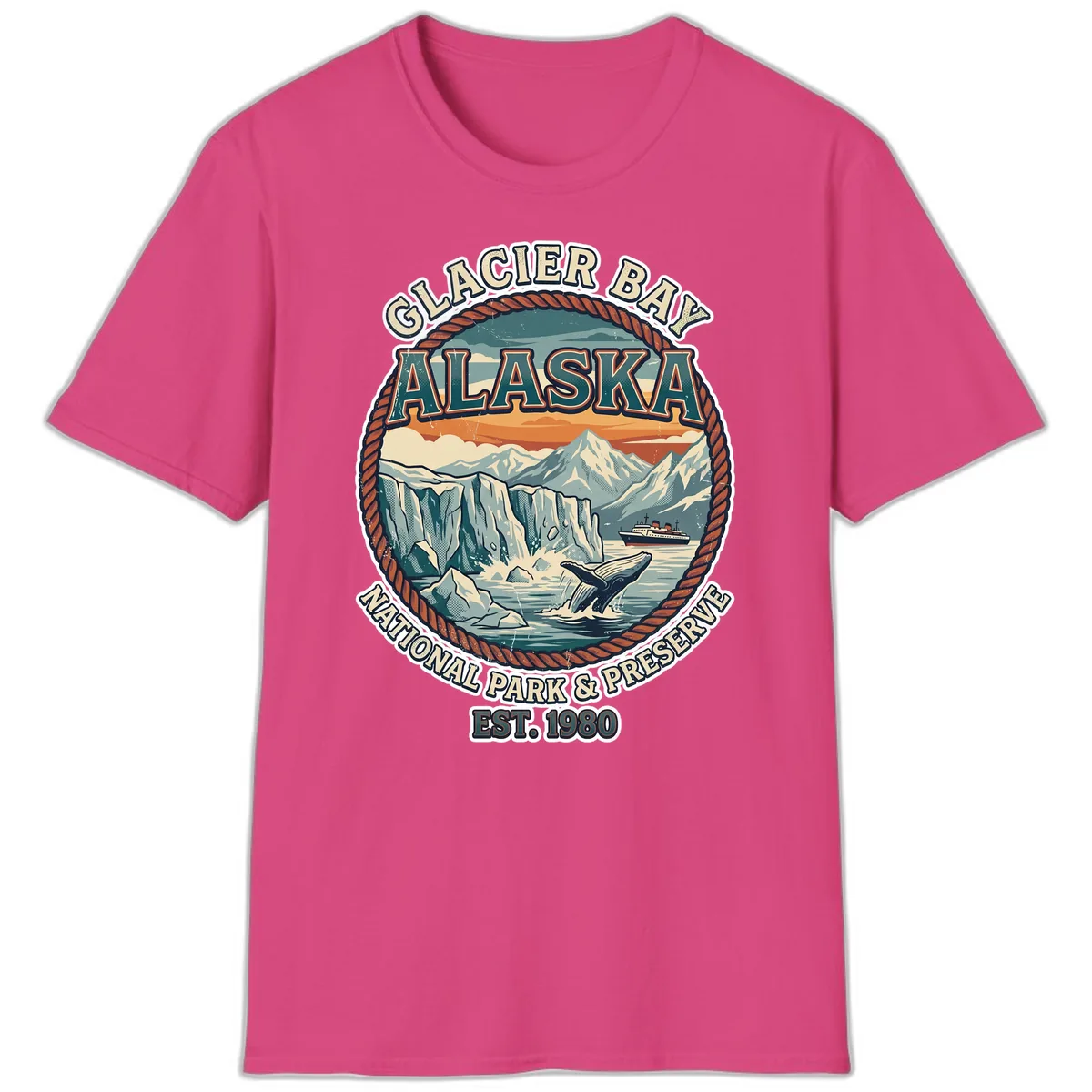 Glacier Bay National Park & Preserve T-Shirt in Heliconia