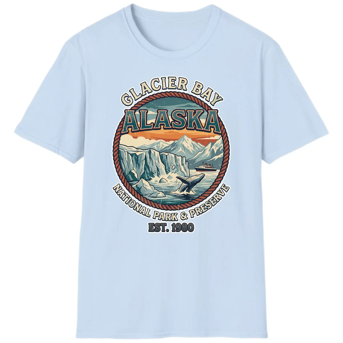 Glacier Bay National Park & Preserve T-Shirt in Light Blue