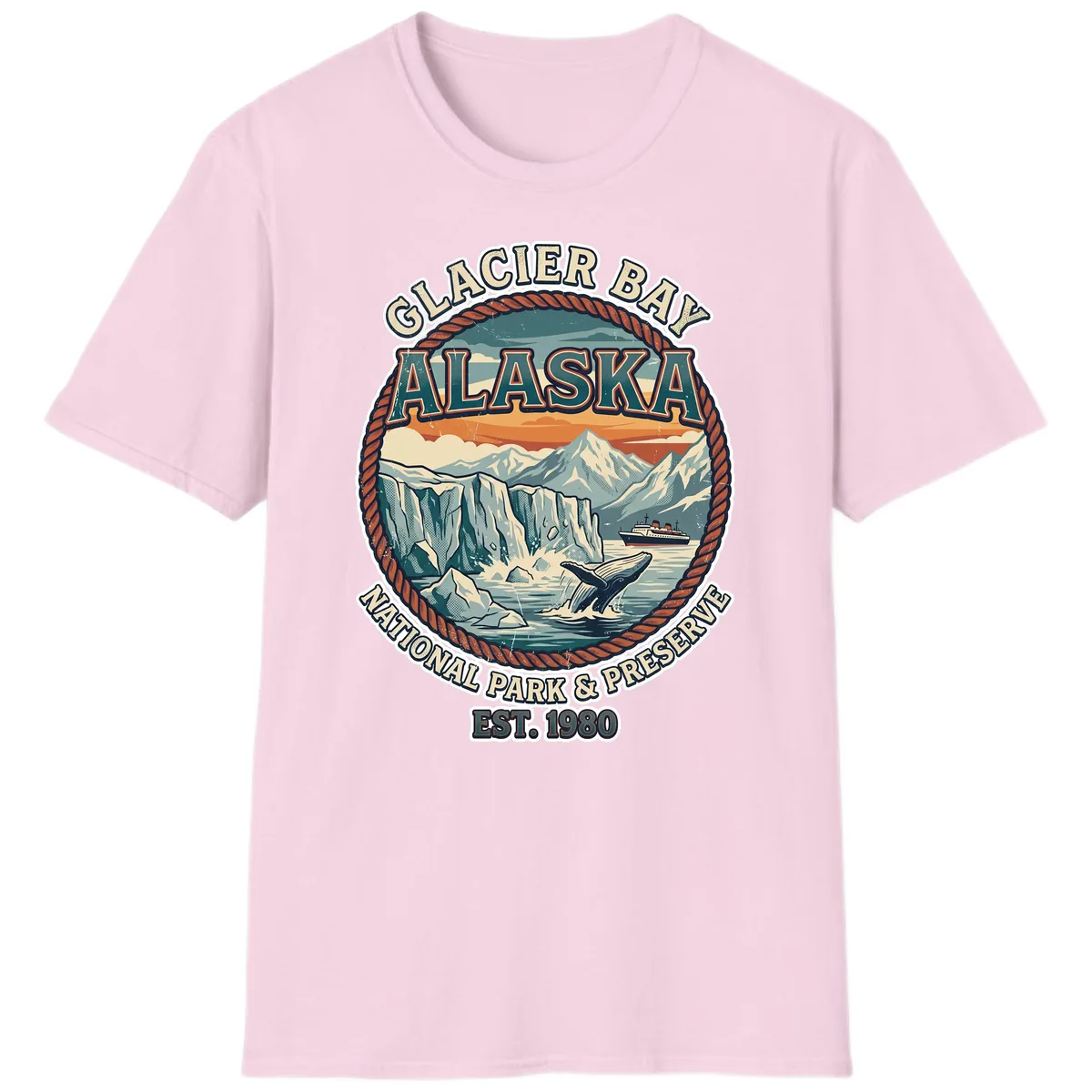 Glacier Bay National Park & Preserve T-Shirt in Light Pink