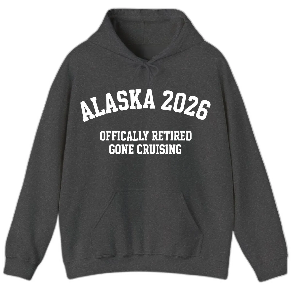 Alaska 2026 Officially Retired Gone Cruising Hoodie in Dark Heather