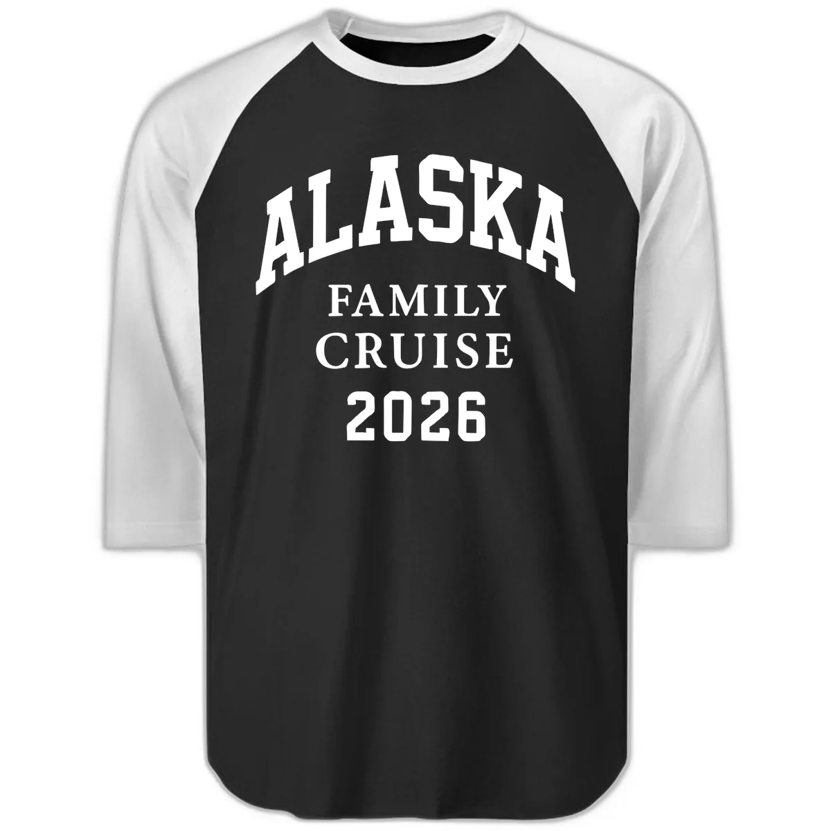 Alaska Family Cruise 2026 Raglan 3/4 in Black White