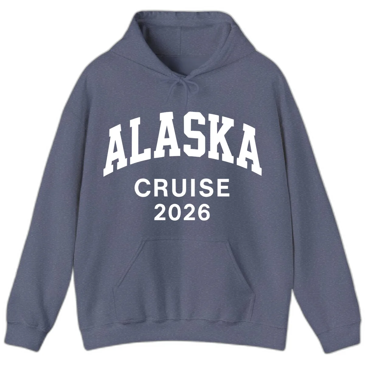 Alaska Cruise 2026 Bold Text Design Hoodie in Heather Navy