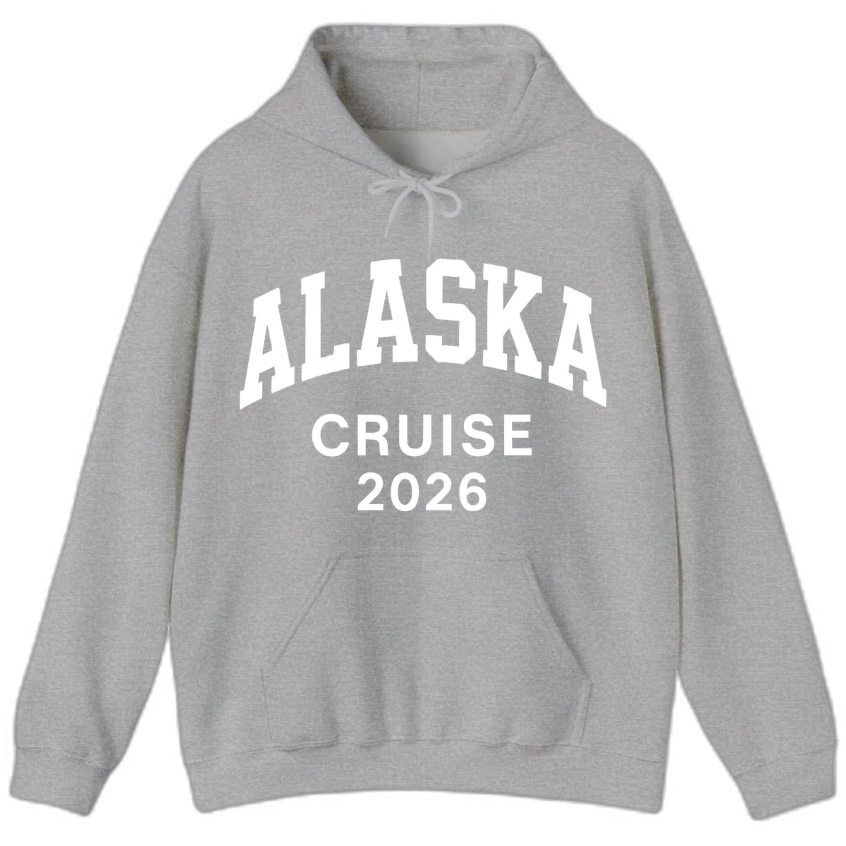 Alaska Cruise 2026 Bold Text Design Hoodie in Sport Grey