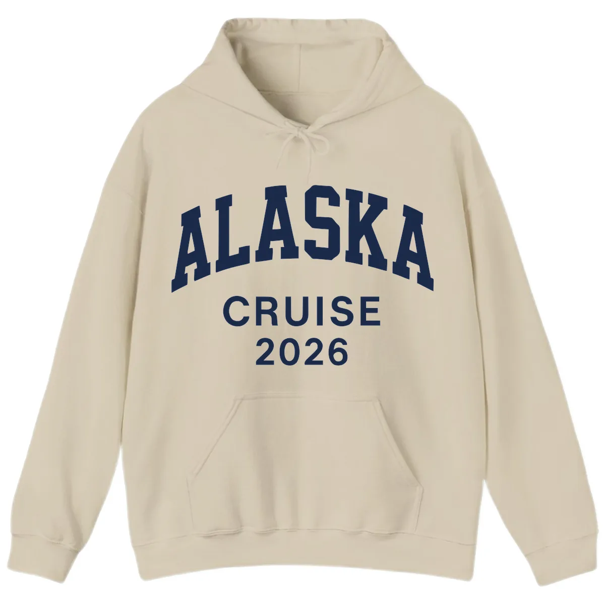 Alaska Cruise 2026 Bold Text Design Hoodie in Sand