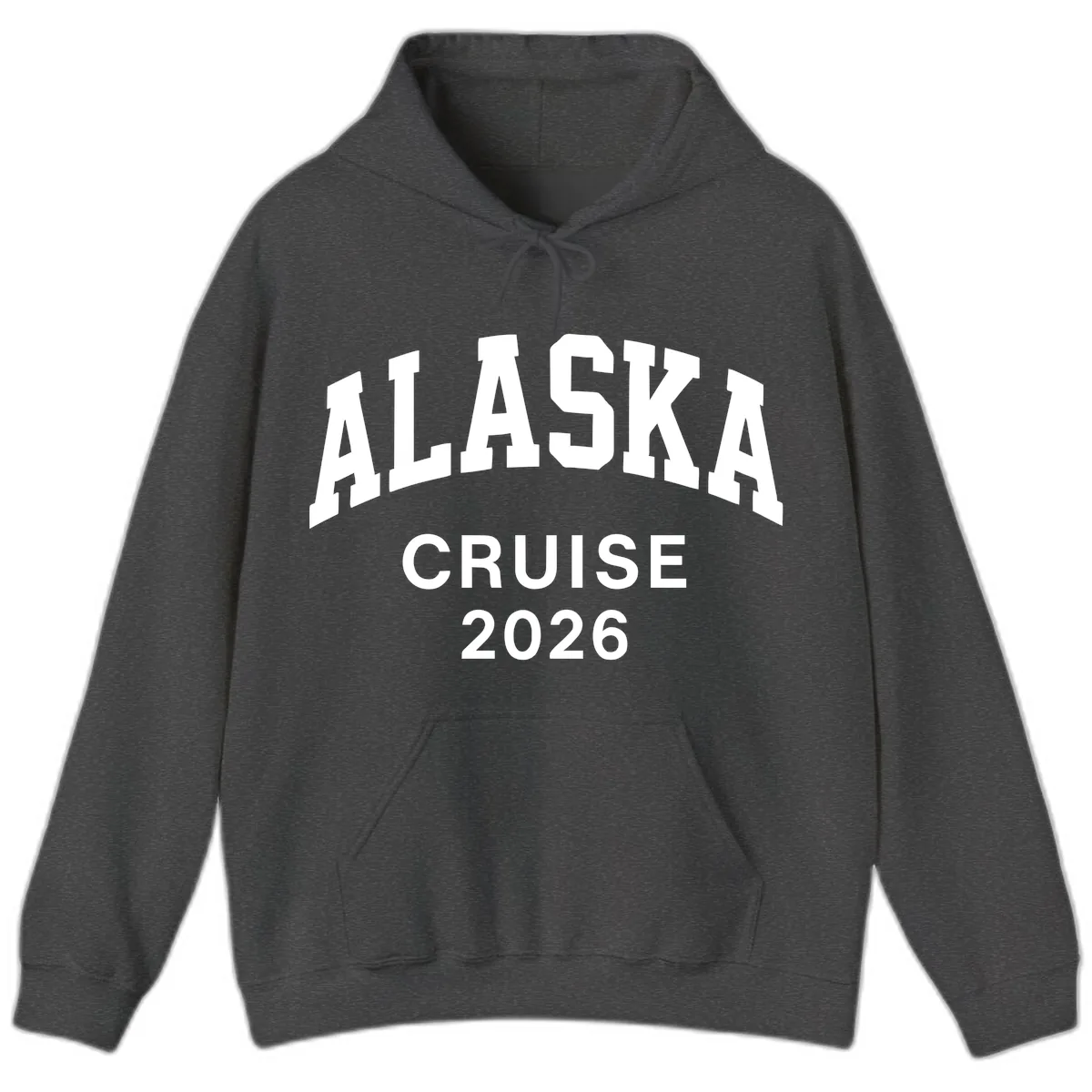 Alaska Cruise 2026 Bold Text Design Hoodie in Dark Heather