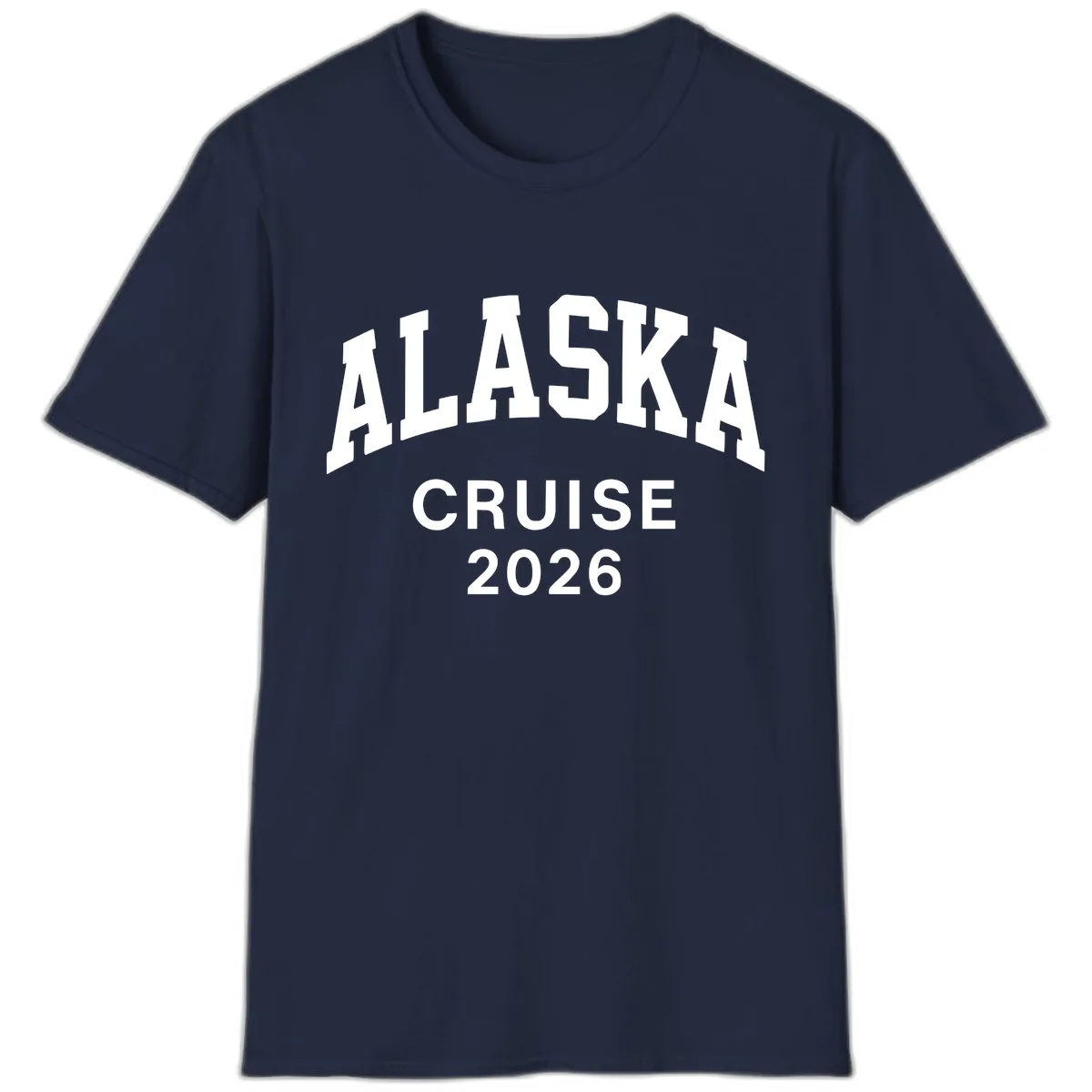 Alaska Cruise 2026 Bold Text Design T-Shirt in Navy