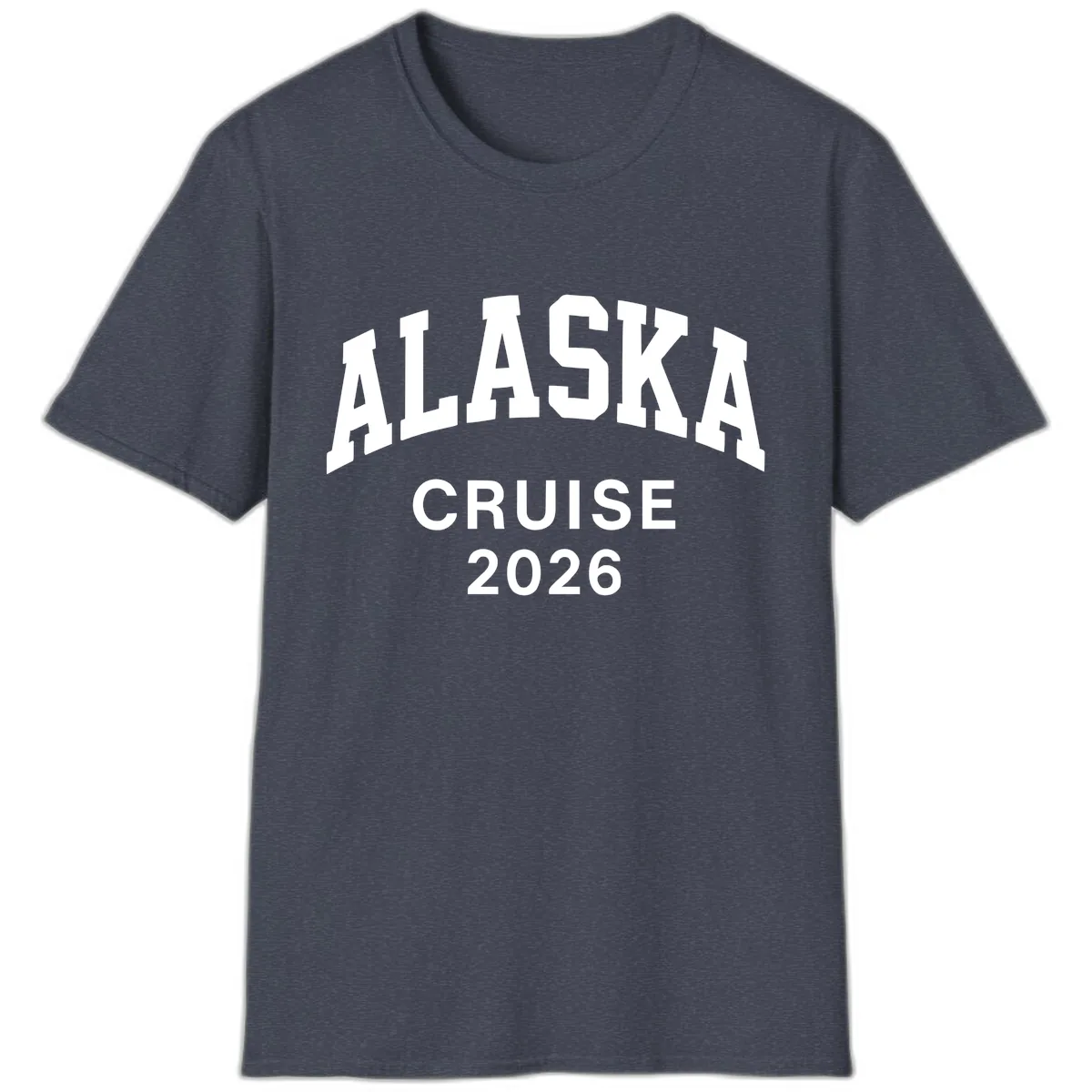 Alaska Cruise 2026 Bold Text Design T-Shirt in Heather Navy